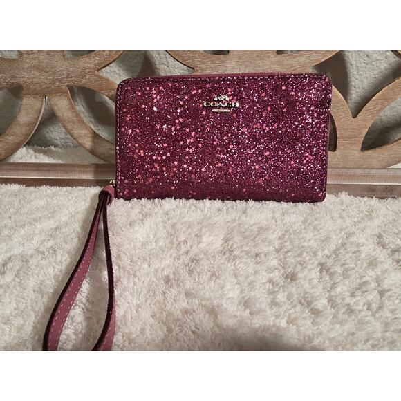 Coach Rasberry Glitter Wristlet or Wallet (Style: F22705) - Picture 4 of 5